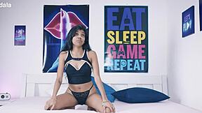 former desi devi tv-host endures bdsm monster black cock pounding vagina with cumshot facial