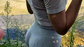 Caught fucking curvy redhead girlfriend in forest with Italian talk