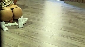 i catch big ass stepdaughter dildo fucking her tight hole in uniform and cum hard?