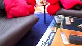 Blonde milf maid gets her hairy pussy pounded hard in living room 😈💦