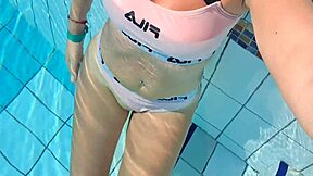 feeling so horny playing with my wet pussy publicly in the pool