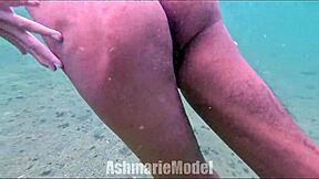 skinny latina babe swims naked in pool slow motion flashing hairy pussy