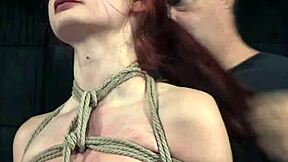bound redhead clamped nipples strapped for rough machine fuck
