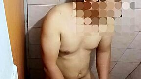 asian couple bangs hard in steamy bathroom from doggystyle to missionary creampie