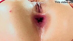 Jazmine White's tight ass gapes wide from double penetration anal destruction ending in cum in mouth swallow