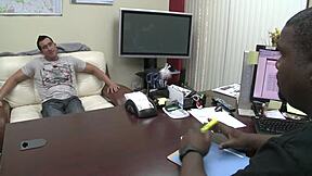 brunette mom in fishnets sucks monster cock deepthroat handjob fingering