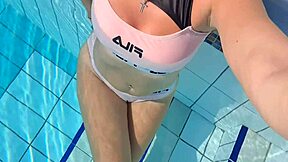 feeling so horny playing with my wet pussy publicly in the pool