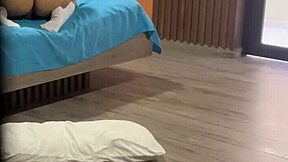 Schoolgirl uniform anal toy play ends in massive cum floor blast