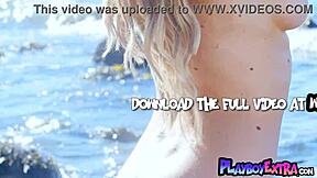 heidi michel's big natural tits bare on sunny beach strip