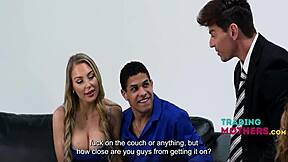 Stepmoms London River And Harper Hill Swap Stepsons For Rough Gangbang Ride