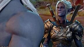 Bold monster penis seduction as nude Minthara bangs in BG3 naked playthrough sex scene