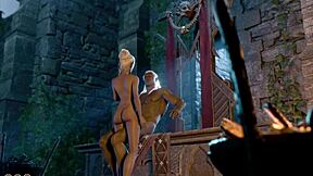 Bold monster penis seduction as nude Minthara bangs in BG3 naked playthrough sex scene