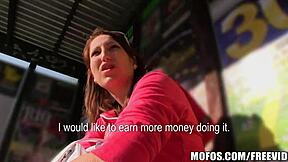 Redhead Wannabe Model Picked Up at Bus Stop for Outdoor Doggystyle Blowjob