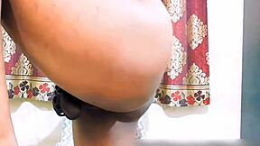 Horny curvy bunny in corset gapes ass with toys on desk craving small cock