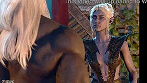 Bold monster penis seduction as nude Minthara bangs in BG3 naked playthrough sex scene