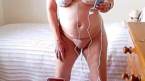 housewife hooks up tens machine to nipples and arse for intense orgasm training