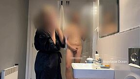 i caught husband stroking to stepmom in bathroom then jumped in for family voyeur threesome!!