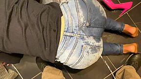 desperate housewife pees jeans then blows cock after ass pee play