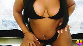 Latina milf dances sensually in lingerie then fists big pussy to creampie orgasm