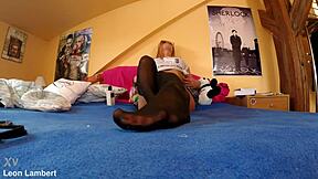 hey check chrissy's sexy black stocking feet 👠