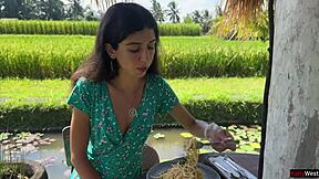 wanna join this skinny teen cumwalk through cafe slurping pasta topped with fresh facial sperm?