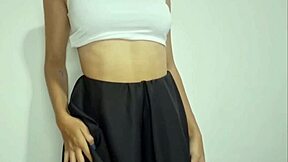 sexy big ass brazilian chick fingers toys pussy in bedroom bra miniskirt solo cam