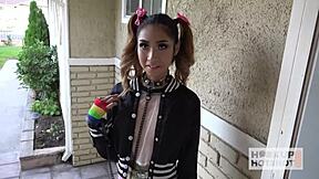 Asian cutie eva yi bends over for deepthroat doggystyle on huge cock squirting all over