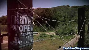 petite lesbian babe scissored hard in threesome with small tits tribbing closeup