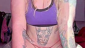 she grabs the huge dildo and rides it deep into her gaping hairy beaver