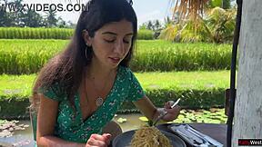 wanna join this skinny teen cumwalk through cafe slurping pasta topped with fresh facial sperm?