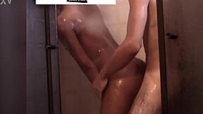 brazilian latina bent over doggystyle in homemade shower pussy pounding