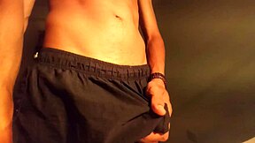 A hot muscular guy with huge bbc can't resist masturbating home from college dorm