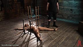 You won't believe how this ebony slave chokes on cock while bound and whipped