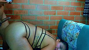 Submissive housewife's big ass fucked doggystyle by lover as cuck works