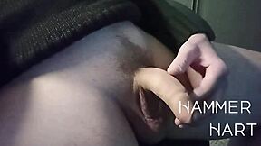 the mature german guy moans loud close up wanking his monster cock hard
