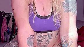 she grabs the huge dildo and rides it deep into her gaping hairy beaver