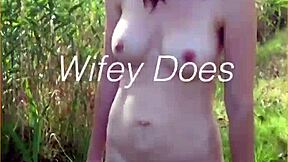 hey check out this young wife flashing her big tits shaved pussy outdoors