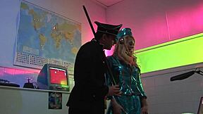 stacey saran struts as sexy soldier in lingerie riding big cock