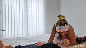 wake your husband with lips hands sucking big cock until mouth cumshot