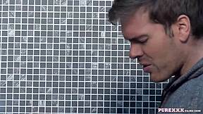 hot brunette MILF TAKING COCK deep in the TOILET like a pro