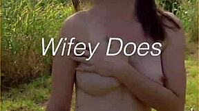 hey check out this young wife flashing her big tits shaved pussy outdoors