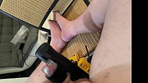 Live Webcam Nerd Shows Off as Strangers Control Dildo to Cum on Feet