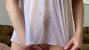 cute teen slowly fingers tight shaved pussy to shaking orgasm maiskii