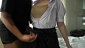 school started again, invited cute thai girl in uniform over, her moans sound so adorable and fun