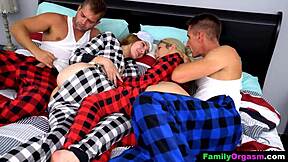 Depraved dads sneak into stepdaughters' bed for bareback orgy cheating bliss