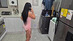 a plumber gets dilan clavijo to swallow his load after hard doggystyle