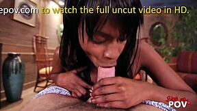 tiny ebony teen 18+ gags on white cock pov deepthroat till facial cumshot