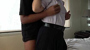 school started again, invited cute thai girl in uniform over, her moans sound so adorable and fun