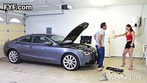 Aidra Fox's Thong Heels Lure Mechanic for Deep Creampie Pound