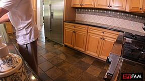 stepdaughter sucks stuck stepdad's cock then rides it hard 😈💦